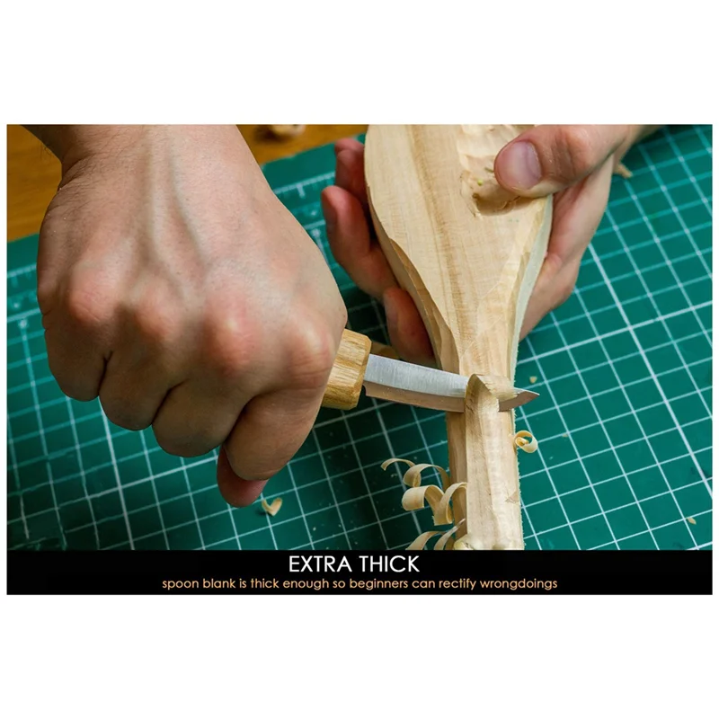 ABWE-2 Pack Wood Carving Spoon Blank Walnut Unfinished Wooden Craft Whittling Kit For Beginner Kids Easy To Use