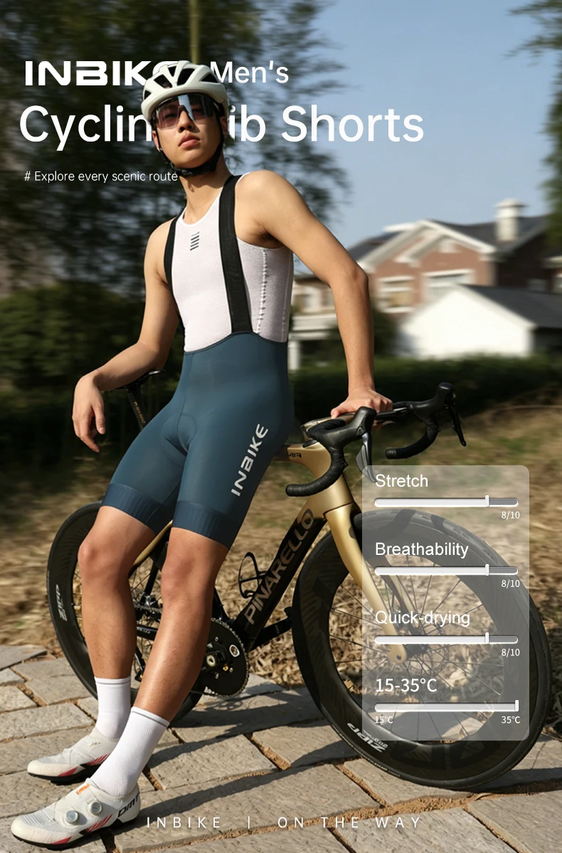 INBIKE Herren-Trägerhose für den Sommer, Professionelle Radsport-Trägerhose, Atmungsaktive Komfortable Fahrrad-Unterwäsche, Radsport-Ausrüstung – Detail 1
