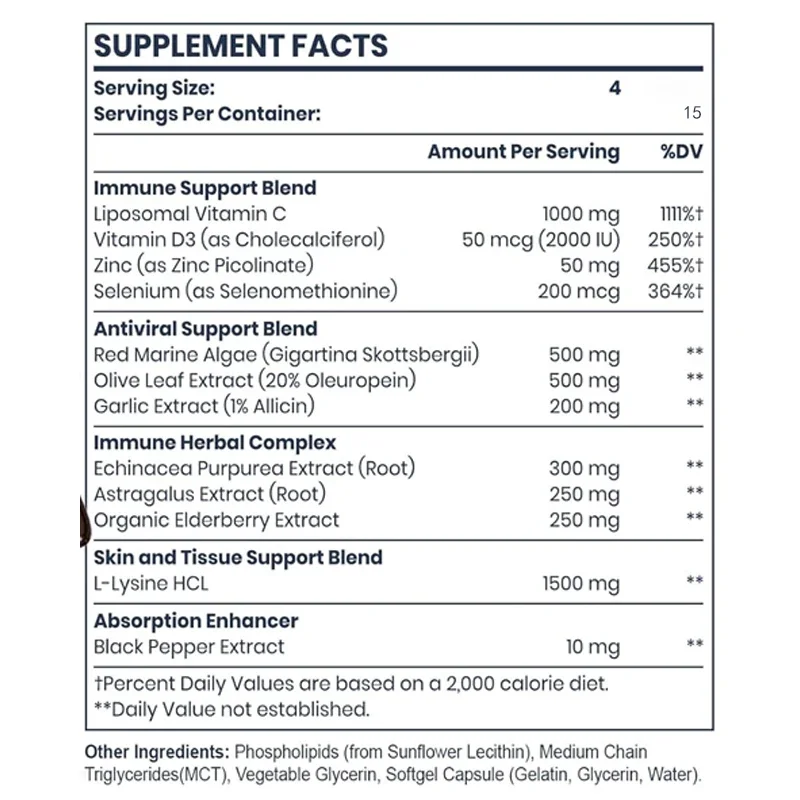 مكمل مناعي متطور لليبوسوم يحتوي على مستهلكات L-lysine والفيتامينات والمعادن والمستخلصات العشبية #3