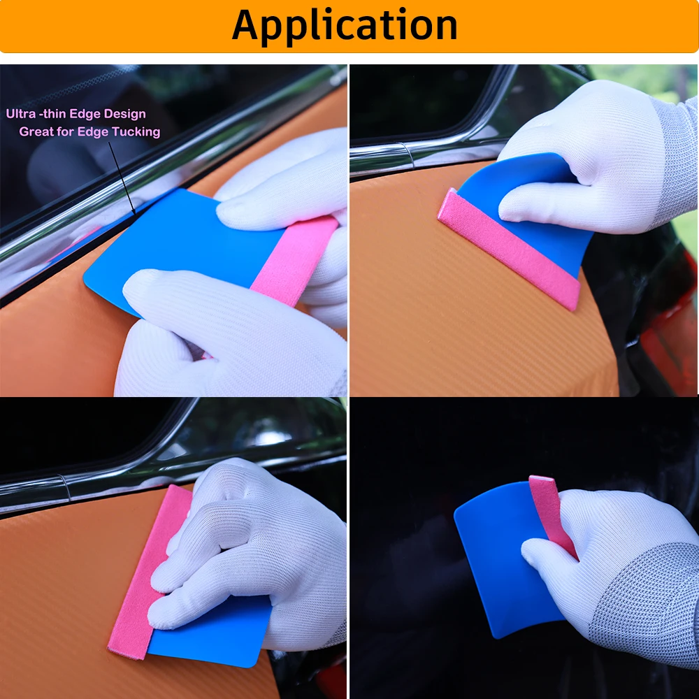 TOFAR 3pcs Car VinylWrap Microfiber Felt Squeegee Window Tinting Film Installation Tools Carbon Fiber Sticker Wrapping Scraper