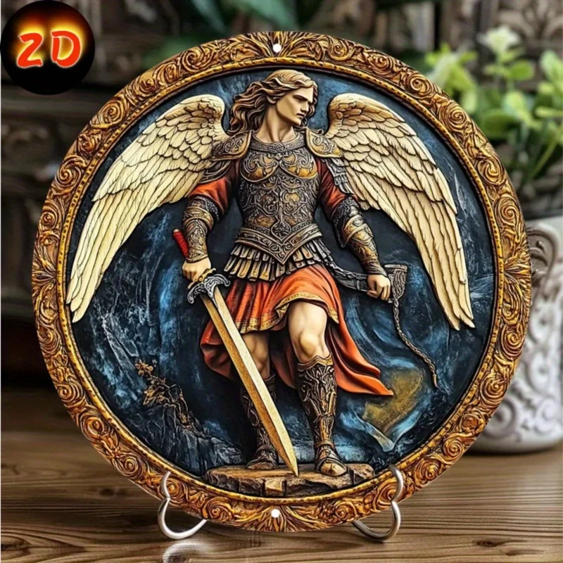 

Vintage Angel-Themed Metal Wall Art, Round Aluminum Decorative Plaque for Home, Kitchen, Bedroom, Bar, 8x8Inch/11.8x11.8Inch