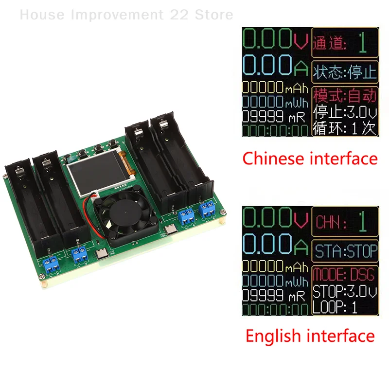 4 ช่อง 18650 แบตเตอรี่ลิเธียมเครื่องทดสอบความจุโมดูลดิจิตอล 18650 แบตเตอรี่เครื่องตรวจจับโมดูลอินเทอร์เฟซ Type-C