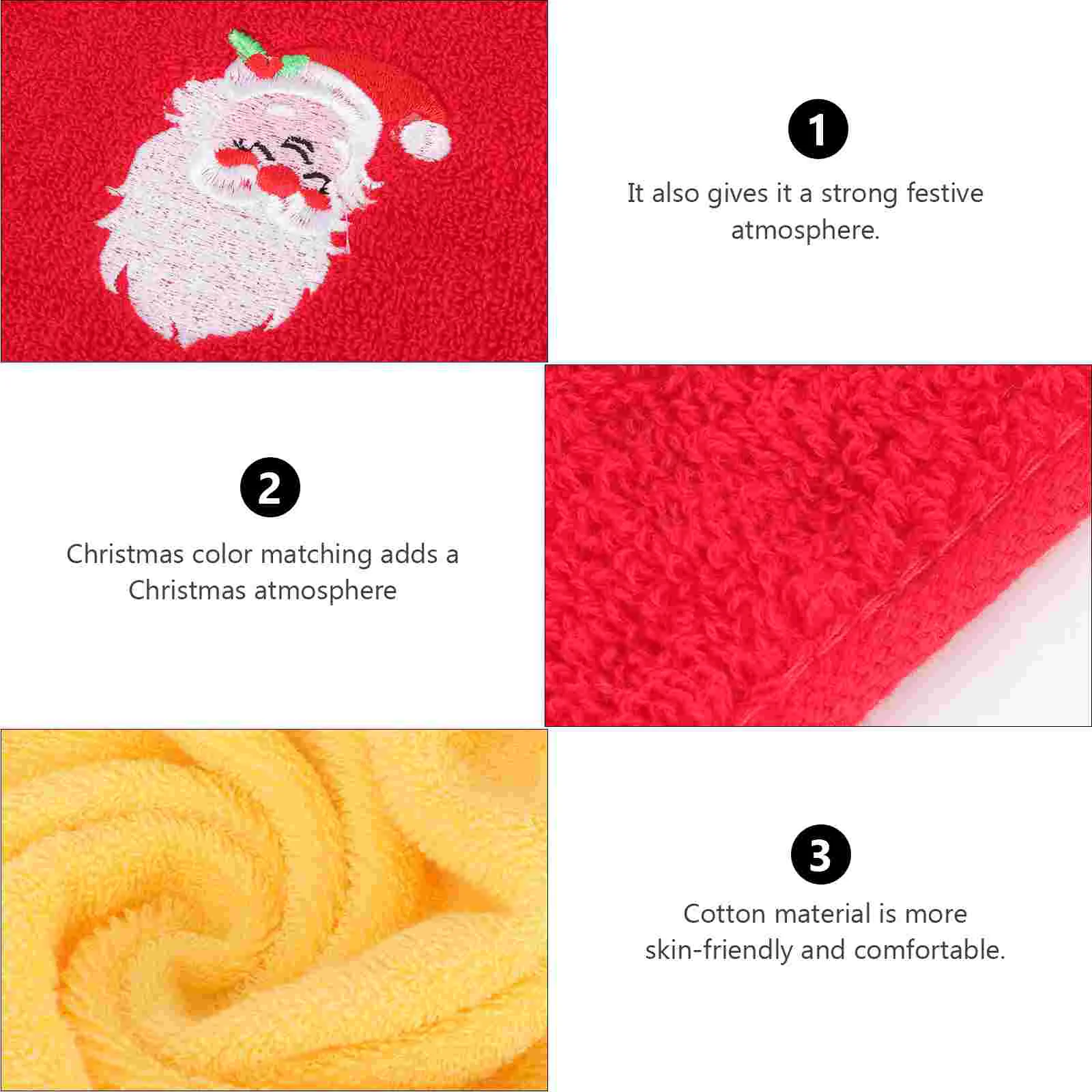 4 Pcs Christmas Towel Embroidery Santa Kitchen Towels Holiday Dish Decorative Cotton Hand for Face Tea Gift Set