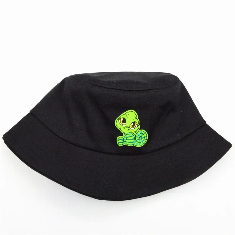 Four Seasons Cartoon Snake Embroidery Cotton Bucket Hat Fisherman Hat Outdoor Travel Hat Sun Cap for Men and Women 123