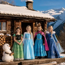 Elsa Anna Snow White Princess Dress for Girls Cosplay Costume Christmas Carnival Party Outfit Kids 2-8Y Vestido Birthday Gifts