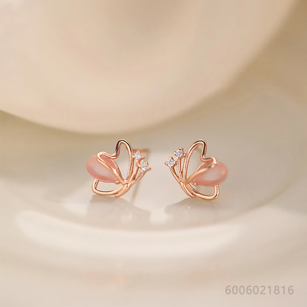 925 Sterling Silver Zircons Butterfly Stud Earrings For Women Wedding Fashion Party Gift Jewelry Wholesale