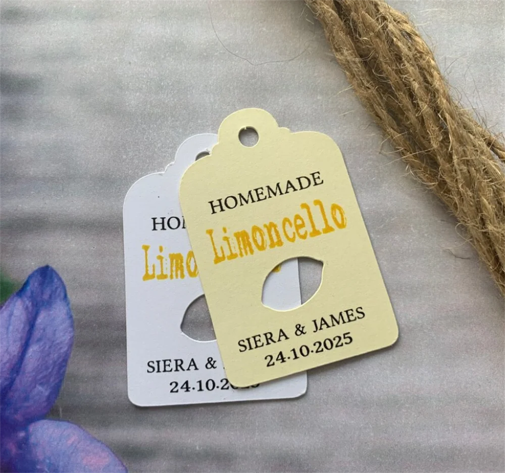 50pcs Personalised Alcohol Limoncello Tag Wedding Favour Tags Thank You Bridal Baby Shower Hen Favour Tags Sharing special day