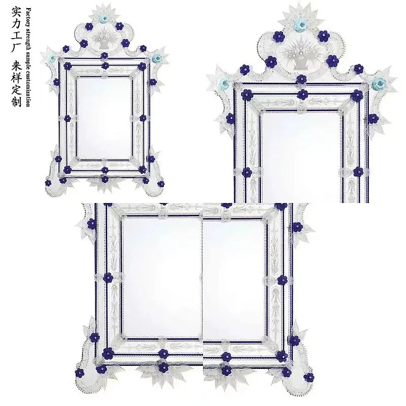 RTD Vintage European Wall Mounted Makeup Mirror, Handmade Art for Living Room Bedroom, Ornate Frame