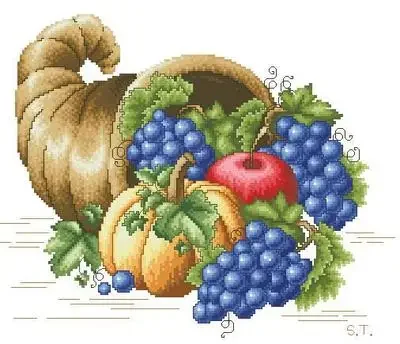 Amishop Top Quality Lovely Hot Sell Counted Cross Stitch Kit Grapes Grape Pumpkin Squash Conch Shell Fruits Food Plant