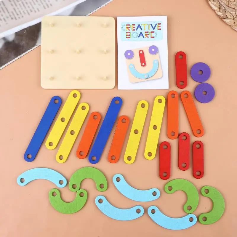 【BS】 Brinquedo Geoboard Infantil, Prancha de Unhas, Conjunto de Colunas Geométricas, Quebra-cabeça de Construção Geométrica, Pegboard, Sensorial Montessori