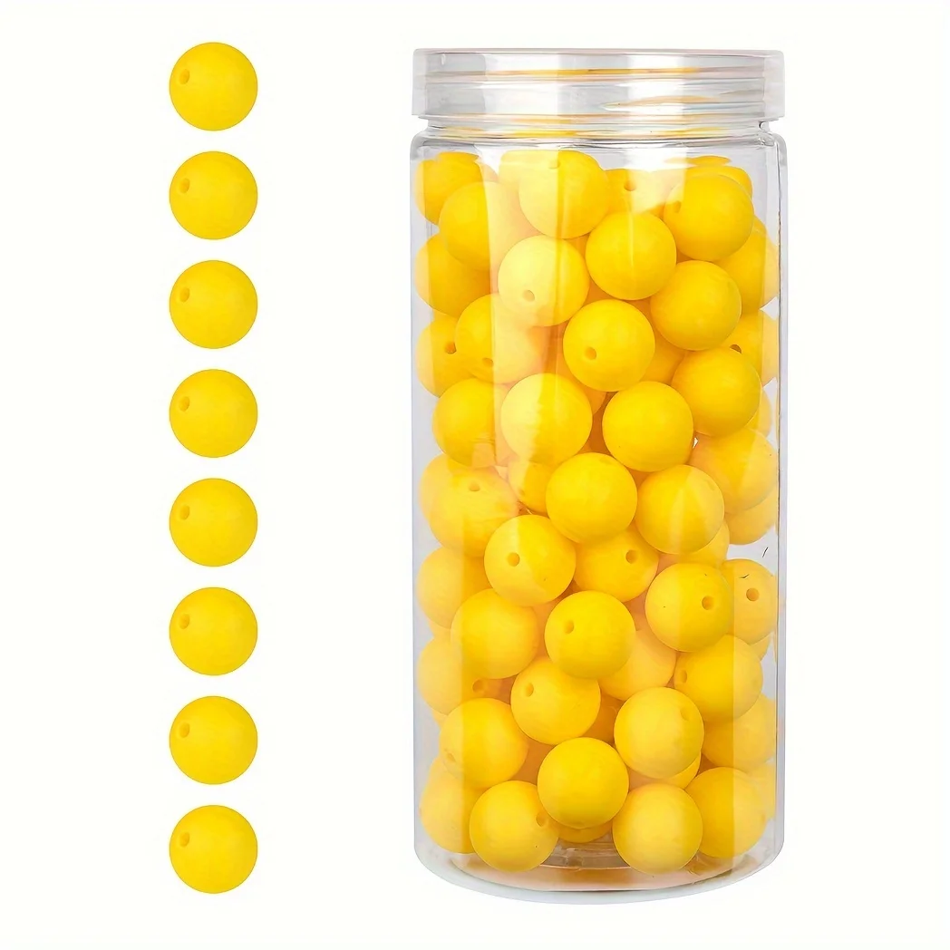 100 Stück/Box 12/15 mm Silikonperlen-Set für Schlüsselanhänger, Halskette, Armband, Umhängeband, Herstellung von runden Gummi-Silikon-Fokalperlen – Detail 13
