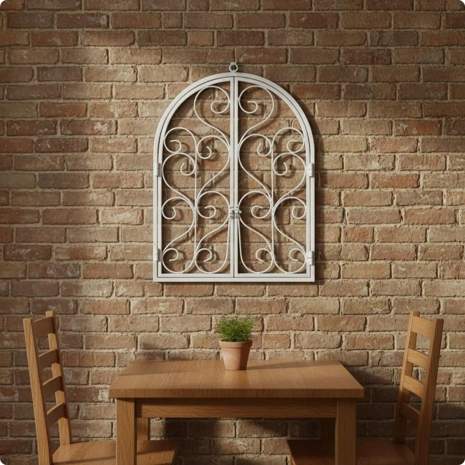 Arched Faux Window Frame Iron Art Faux Wall Opening Area Separator Divider Look for Restaurant, Patio, Balcony