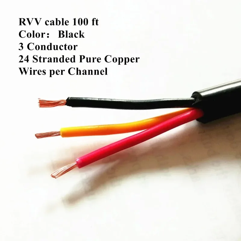 【From China】RVV Wire Cable Extension Cord Copper Wire Electricity Cable 3 Conductor 0.75mm Electric Cores Black Xlpe Power Cable