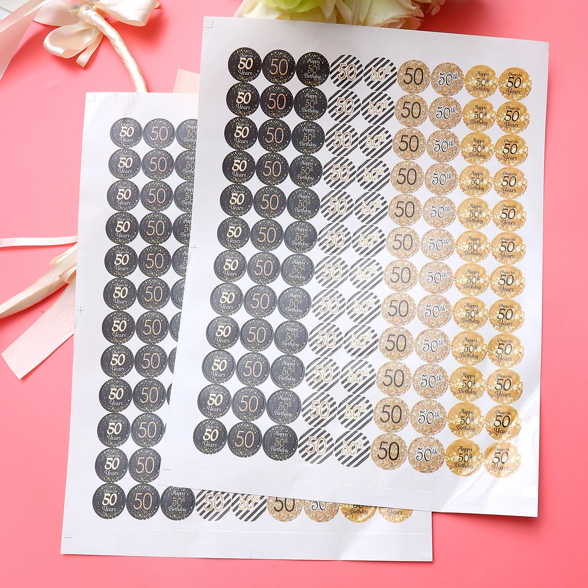 

2 Sheets Birthday Stickers Number Decor for Party Decoration 50 Years Old Supplies Kids Adults Celebration Theme 108 Per Sheet
