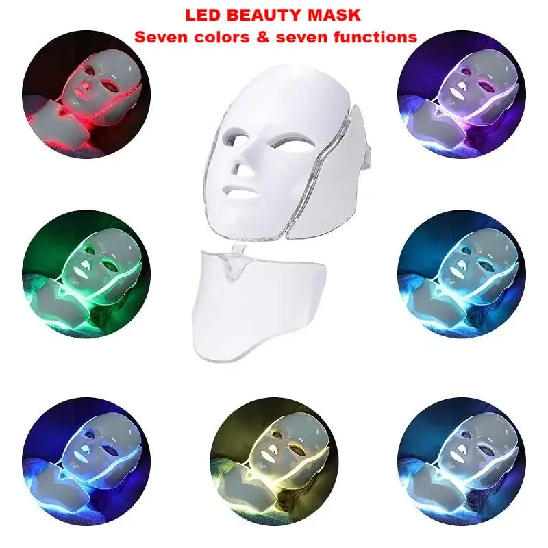 Masque Photon Thé Heavy Anti-Acne LED, 7 Colliers, Eliminador de Cheveux, Spa, Blanchissant, Outils de Soins