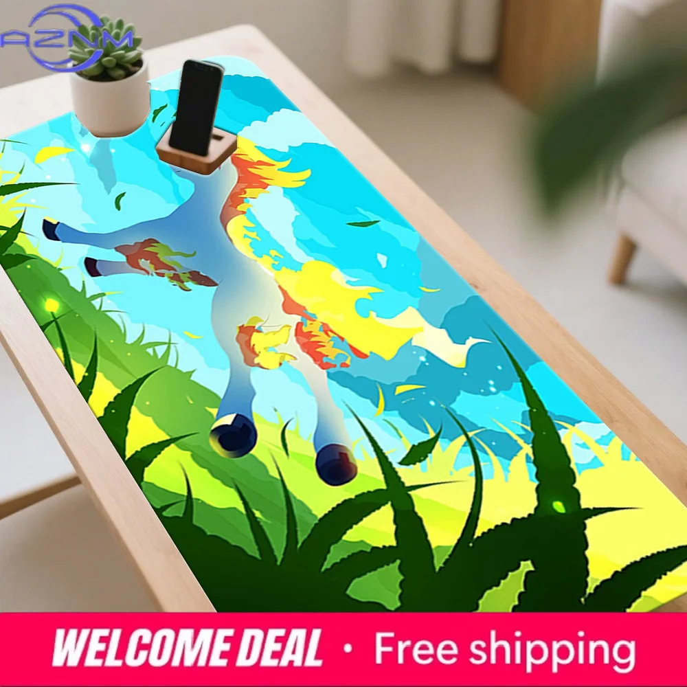 Rapidash Fire & Grass Gaming Desk Mat Non-Slip Washable view 5