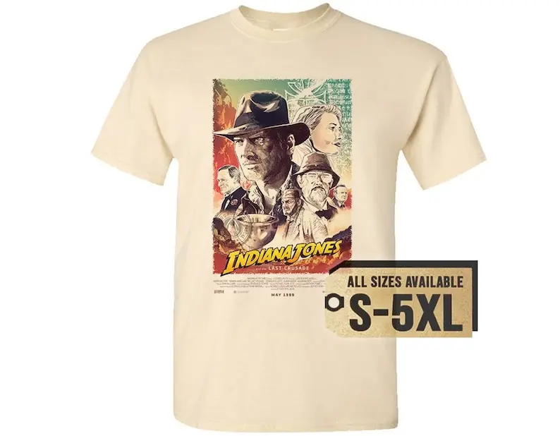 

Indiana Jones and the Last Crusade V10 Natural White Gray Vintage Men T Shirt all sizes S-5XL Movie