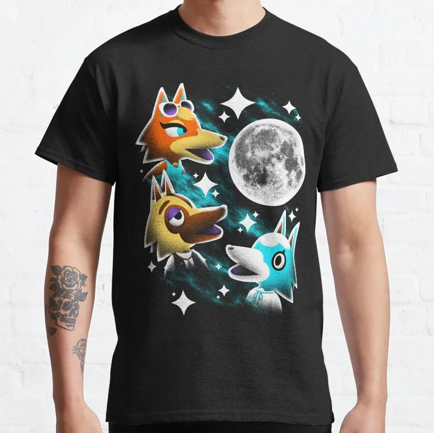 

Three Wolf Crossing Animal crossing new horizons kyle wolves meme tee Large size funny t shirt 100% cotton printed clothing