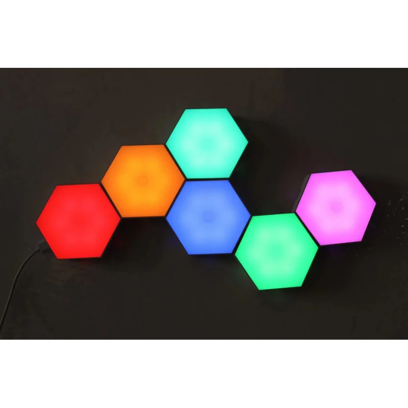 Luz ambiental del cabecero del dormitorio |   Panel LED cuántico hexagonal |   Lámpara sensible al tacto mejorada |   Brillo suave para luz nocturna y habitación
