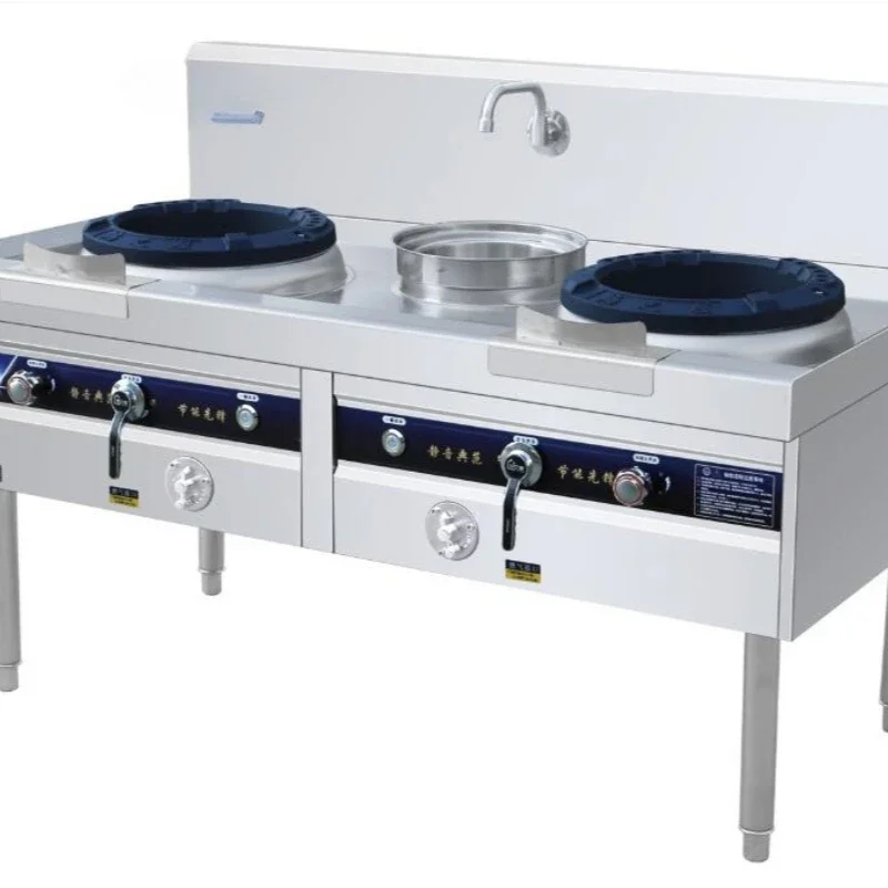

Commercial restaurant equipment, stainless steel industrial LPG 2-wok stove with Chinese wok burner