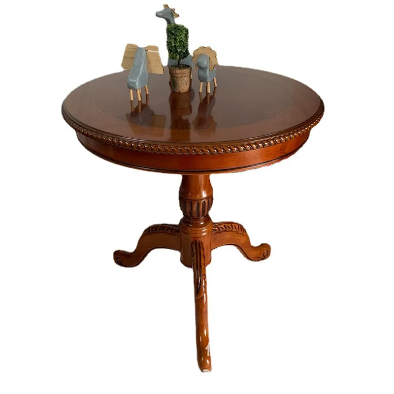 

European solid wood coffee table, antique coffee small round table