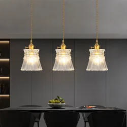 Vintage Noridc Stripe Glass Pendant Lamp Dining Room Kitchen Retro Pendant Lights Bedroom Bedside Decor Hanging Light