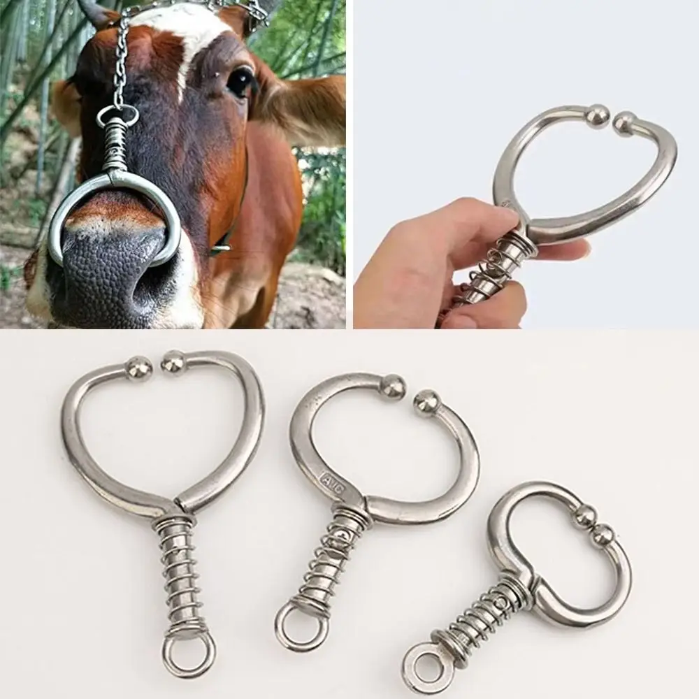 

Серебряное кольцо для носа КРС из нержавеющей стали с автоматической фиксацией, пружинные клещи для носовых колец, аксессуар для животноводства