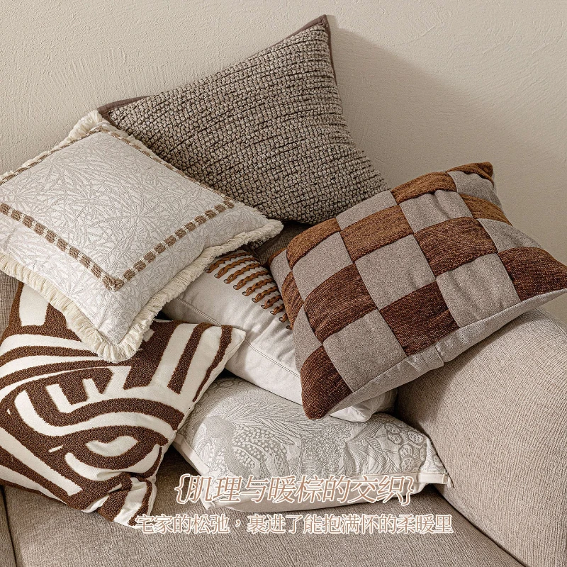 30X50/45X45/50X50CM Ancient Throw Pillow Cover Warm Brown Texture Stamping Waist Cushion Cover Decor Home Decorative Pillowcase