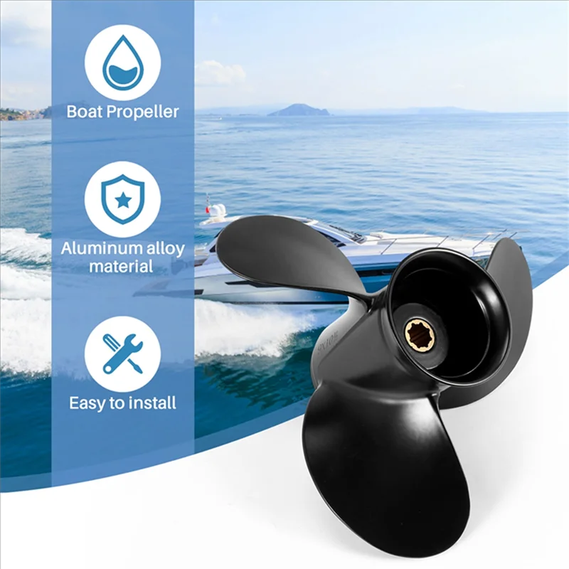 

L37A-48-828158A12 Алюминиевый подвесной гребной винт для лодки 9X10 1/2 8-лезвийный пропеллер с 3 лопастями для Mercury 6-15HP
