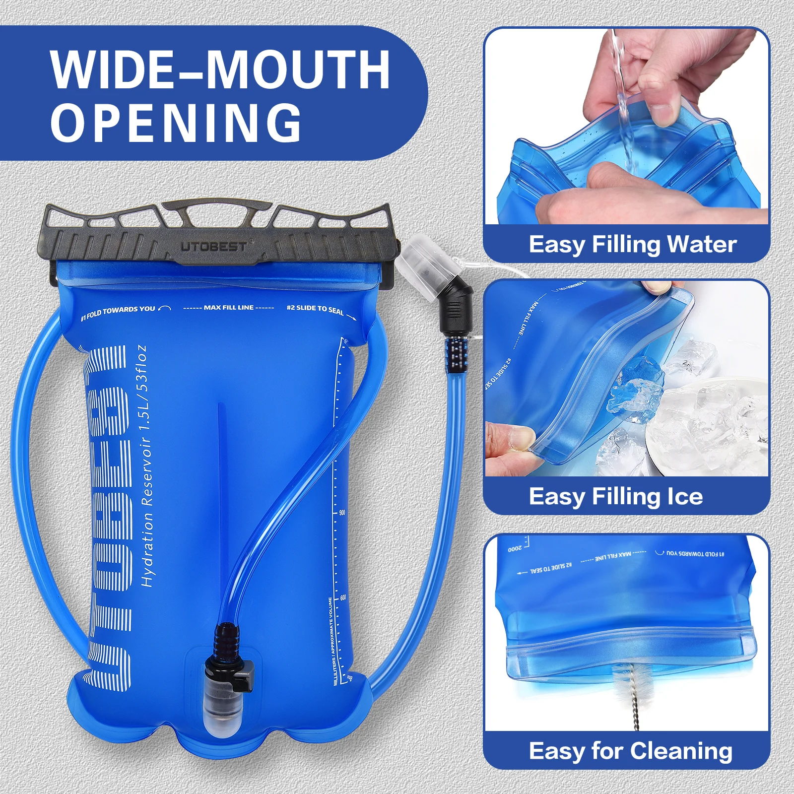 UTOBEST UTR217 1.5L/2L/3L Water Bladder Hydration Pack Reserevoir TPU Water Bag for Camping Cycling Running Hiking