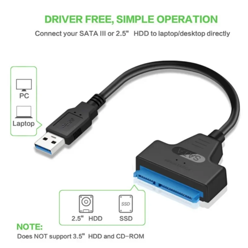 USB 3.0 2.0 SATA 3 Cable Sata To USB 3.0 Adapter Up To 6 Gbps Support 2.5 Inch External HDD SSD Hard Drive 22 Pin Sata III Cable