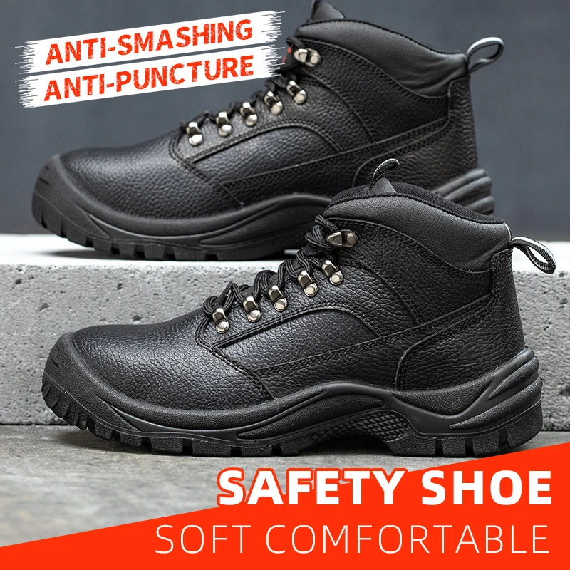 

Прочные рабочие ботинки с защитой от проколов и скольжения, со стальным носком, высокие, на шнуровке, для промышленности и строительства