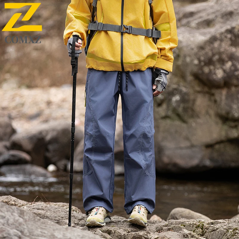 Men's Casual Pants Spring Waterproof Breathable Soft Shell Charge Straight Leg Pants Outdoor Work Camping and Hiking Men's Pants