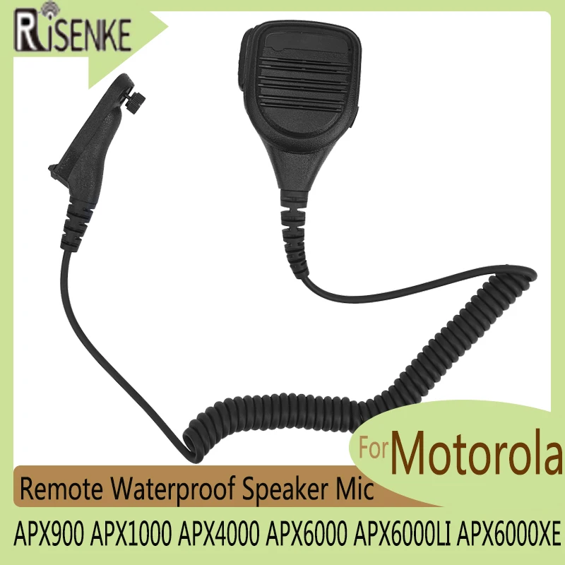 RISENKE-Speaker Mic for Motorola,Waterproof Microphone,Radio Walkie Talkie,APX900, APX1000, APX4000, APX6000,APX6000LI,APX6000XE