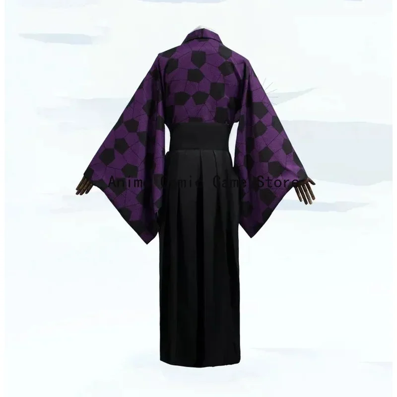 Парики для косплея Kokushibo, тату-наклейки, аниме-кимоно с принтом, Униформа, рубашка, карнавальные костюмы на Хэллоуин для женщин и мужчин