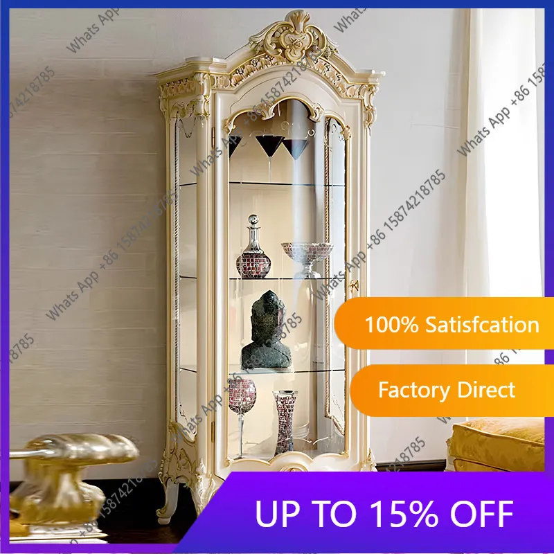 PC solid wood carving flower luxury wine cabinet living room dining room wine rack high-end club front desk display cabinet