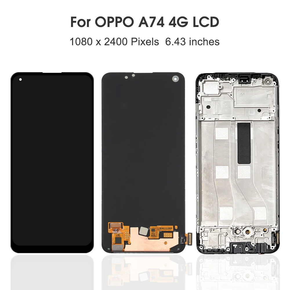 6.43 ''สำหรับ OPPO A74 4G อะไหล่ประกอบดิจิไทเซอร์จอแสดงผล LCD แบบสัมผัสหน้าจอ CHP2219 A74