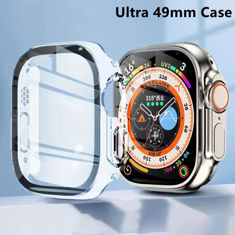 Tempered Glass+Cover For Apple Watch Ultra Case 49mm band smartwatch PC Bumper Screen Protector cases iwatch series Accessories