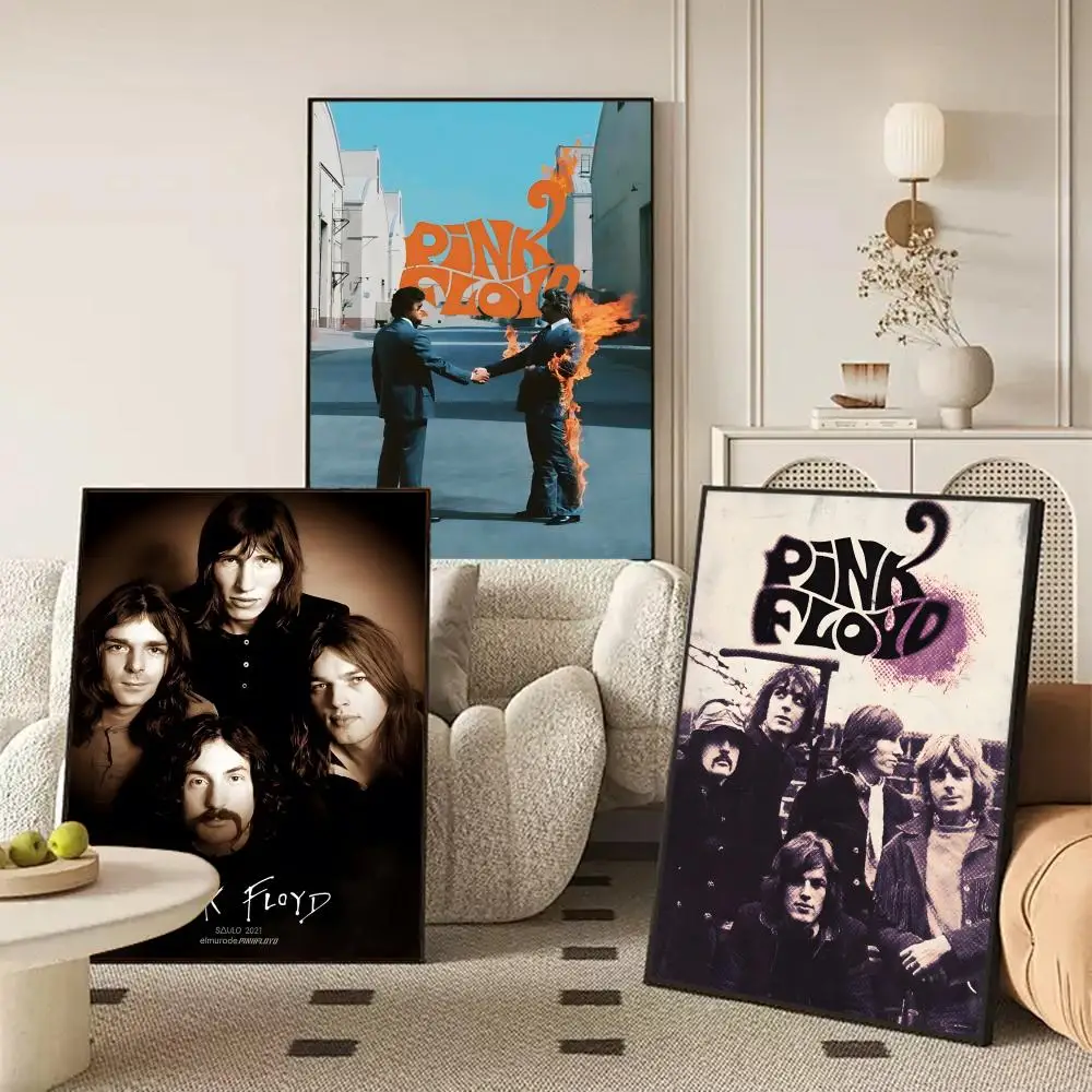 Band P-Pink F-Floyd Poster Waterproof Self-Stick Wall Art Stickers, Removable Wall Decor for Living Room and Bedroom