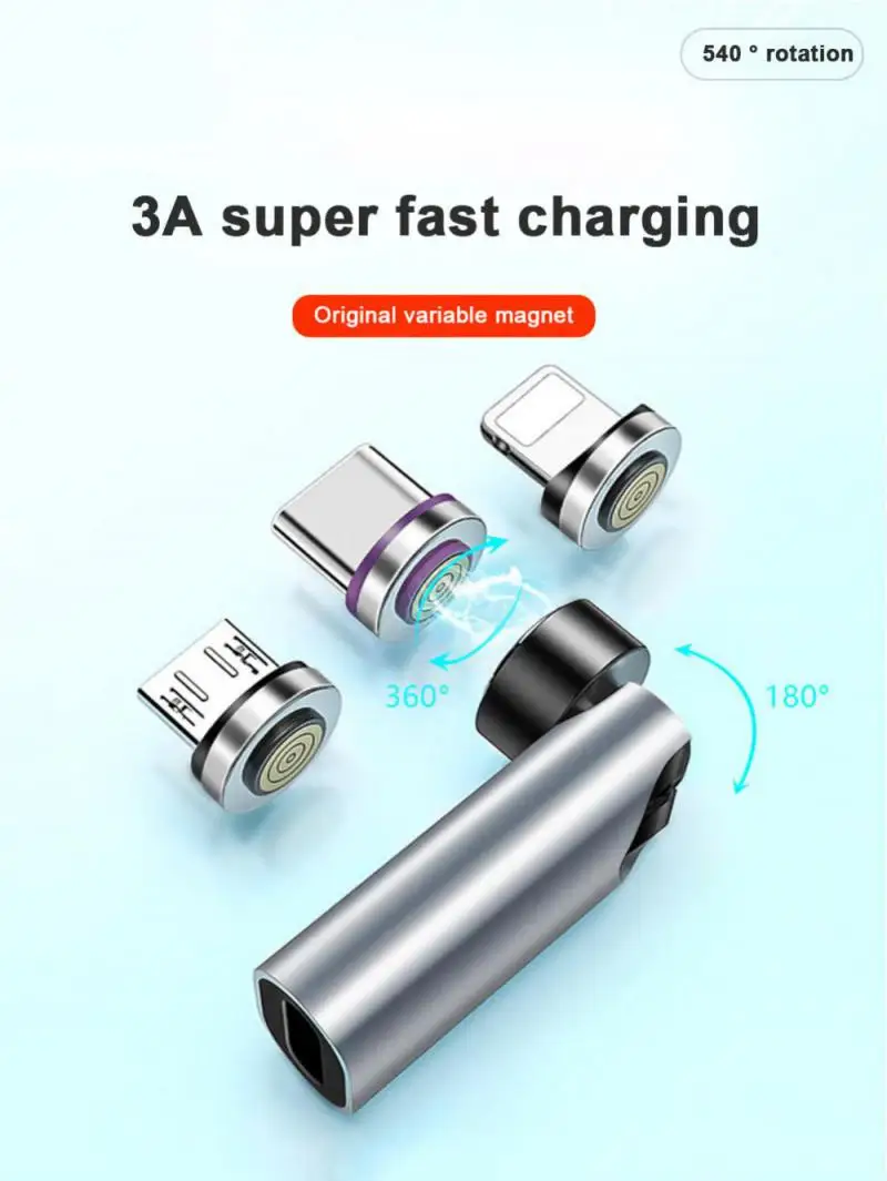 Super Charging Micro USB Type C 540 Degree Rotation Magnetic Adapter