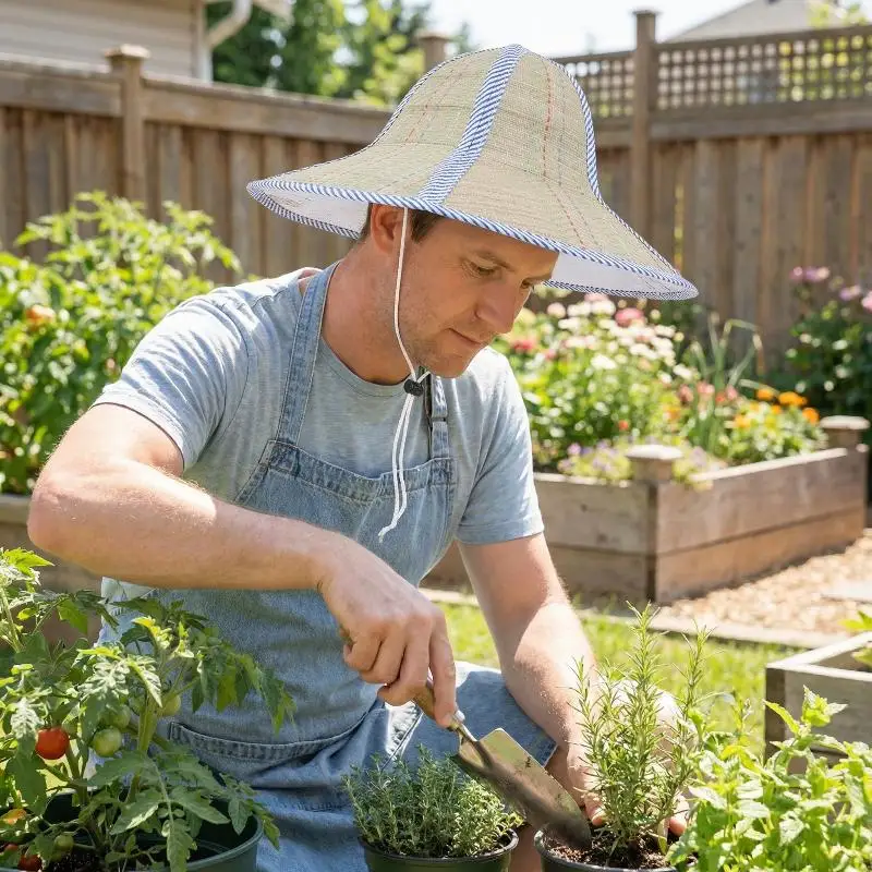 New Double-sided Foldable Straw Sun Hat Adjustable Breathable UV Protection Hat Portable Lightweight Wide Brim Hat