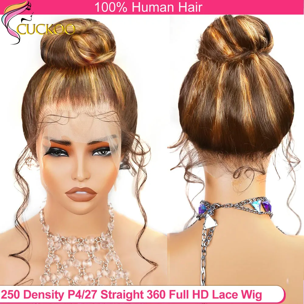 250 Dichte Highlight Full HD Lace Front Perücken blond glattes Menschenhaar HD Lace Frontal Perücke 30 Zoll leimlose Perücke Menschenhaar