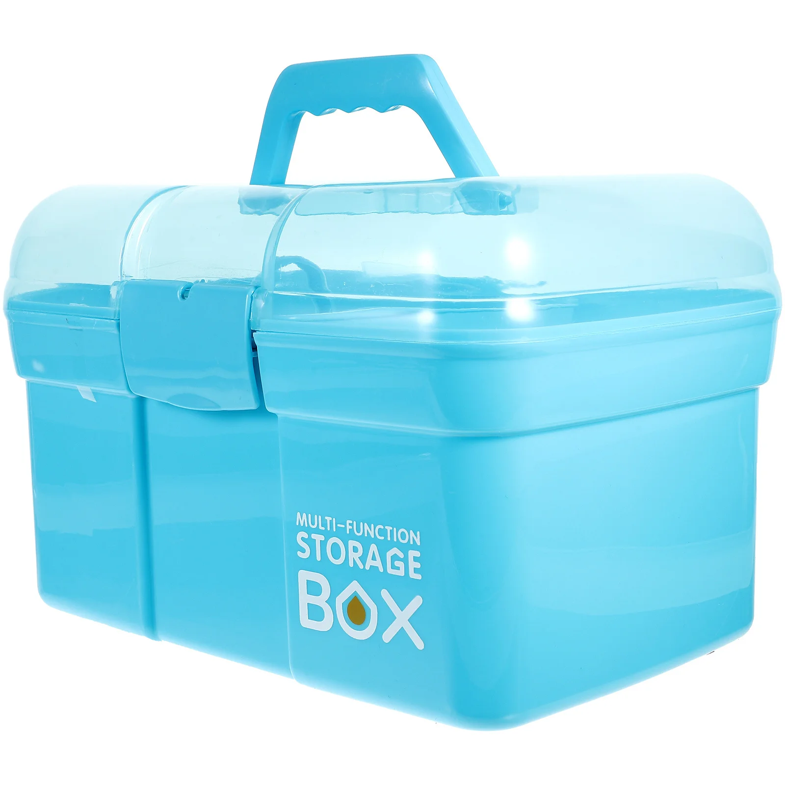 Blue Portable Medicine Cabinet 31x20x20cm Double Layer Organizer Sturdy Smooth Design Large -Aid Box