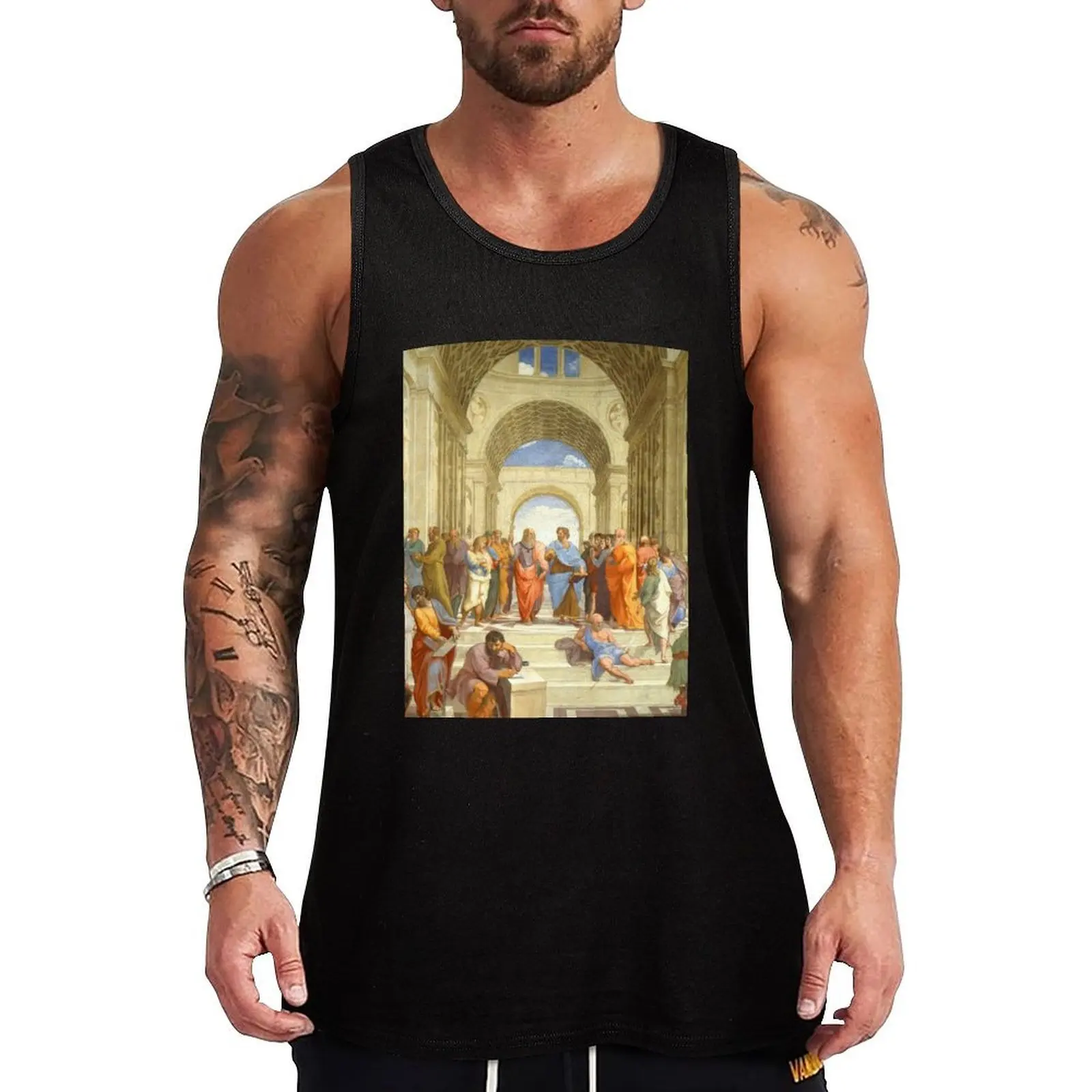Raffaello Sanzio da Urbino The School of Athens, 1509-1510 Camiseta sem mangas fina e respirável, top fresco de verão sem mangas
