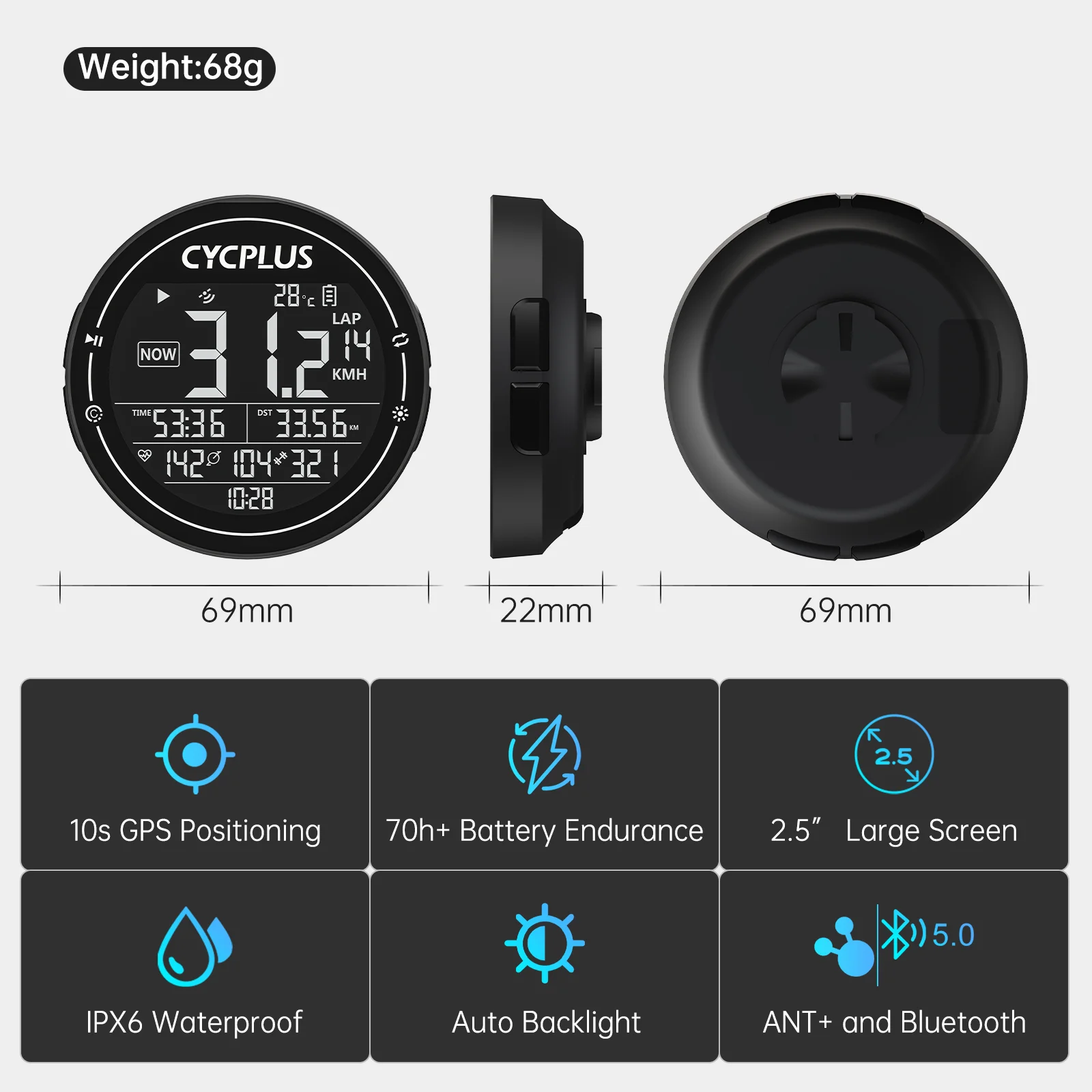 

CYCPLUS M2 Wireless GPS Bicycle Computer ANT+ Bluetooth Cycling Road Bike MTB Waterproof Speed Meter Cadence Power Accessories