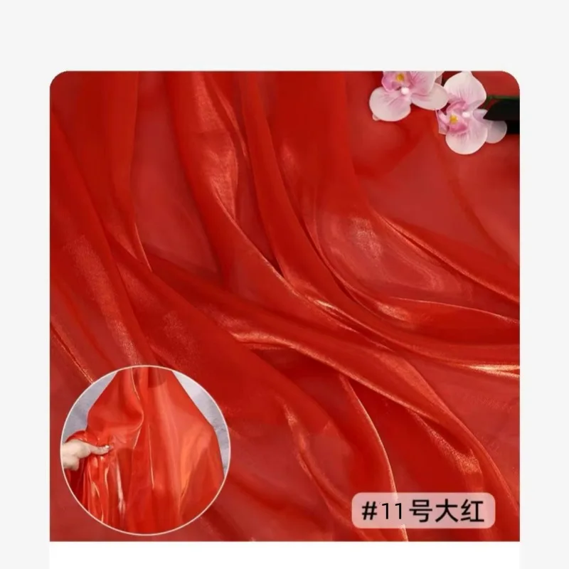 Tela de seda de cristal satinado con brillo líquido, Color brillante, vestido de novia de satén, Material de noche de diseñador de alta costura