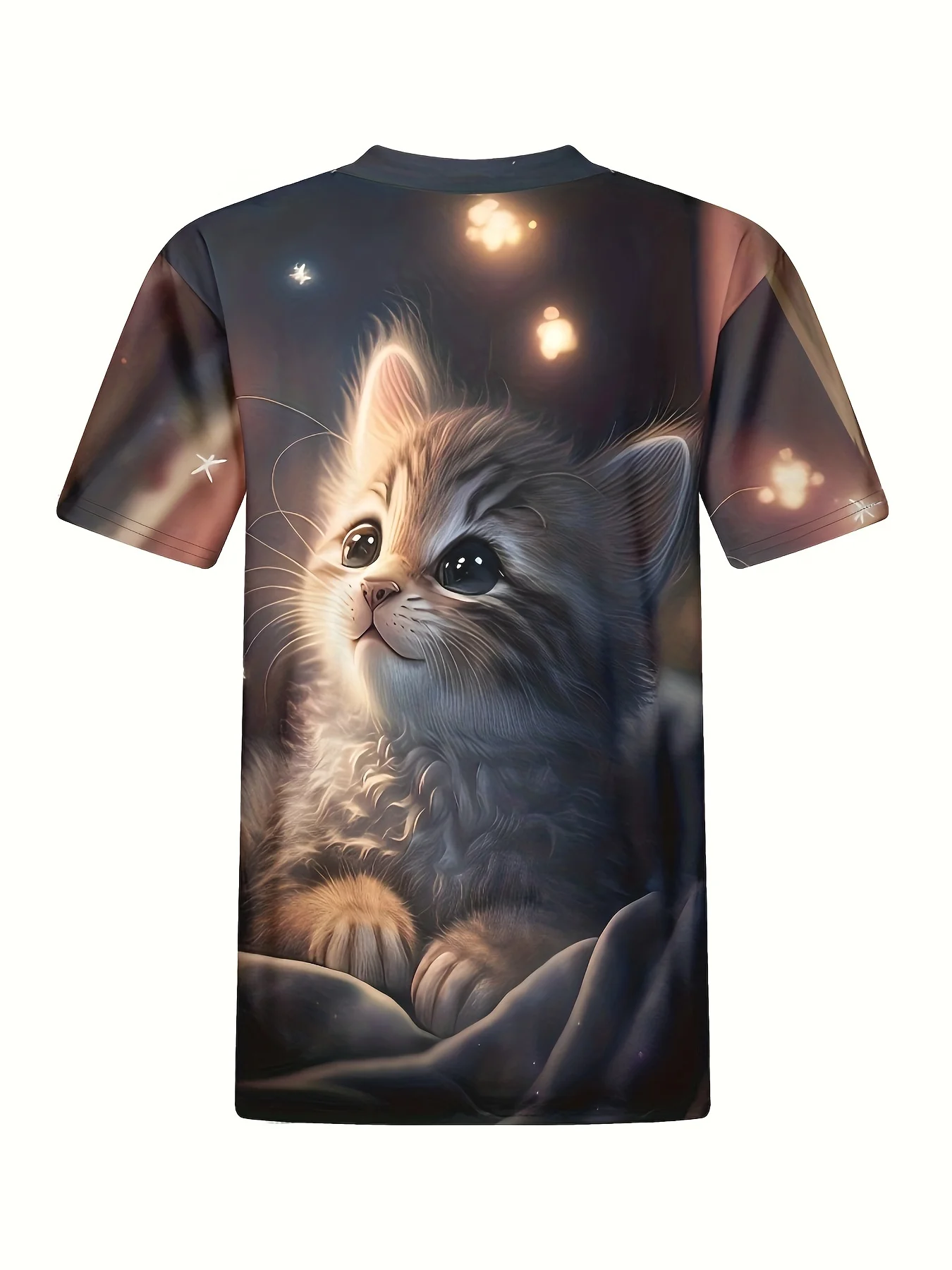 Women's Tee - Cute Kitten Graphic, Soft Illuminated Design for Casual Daily Wear & Pet Lover Outings