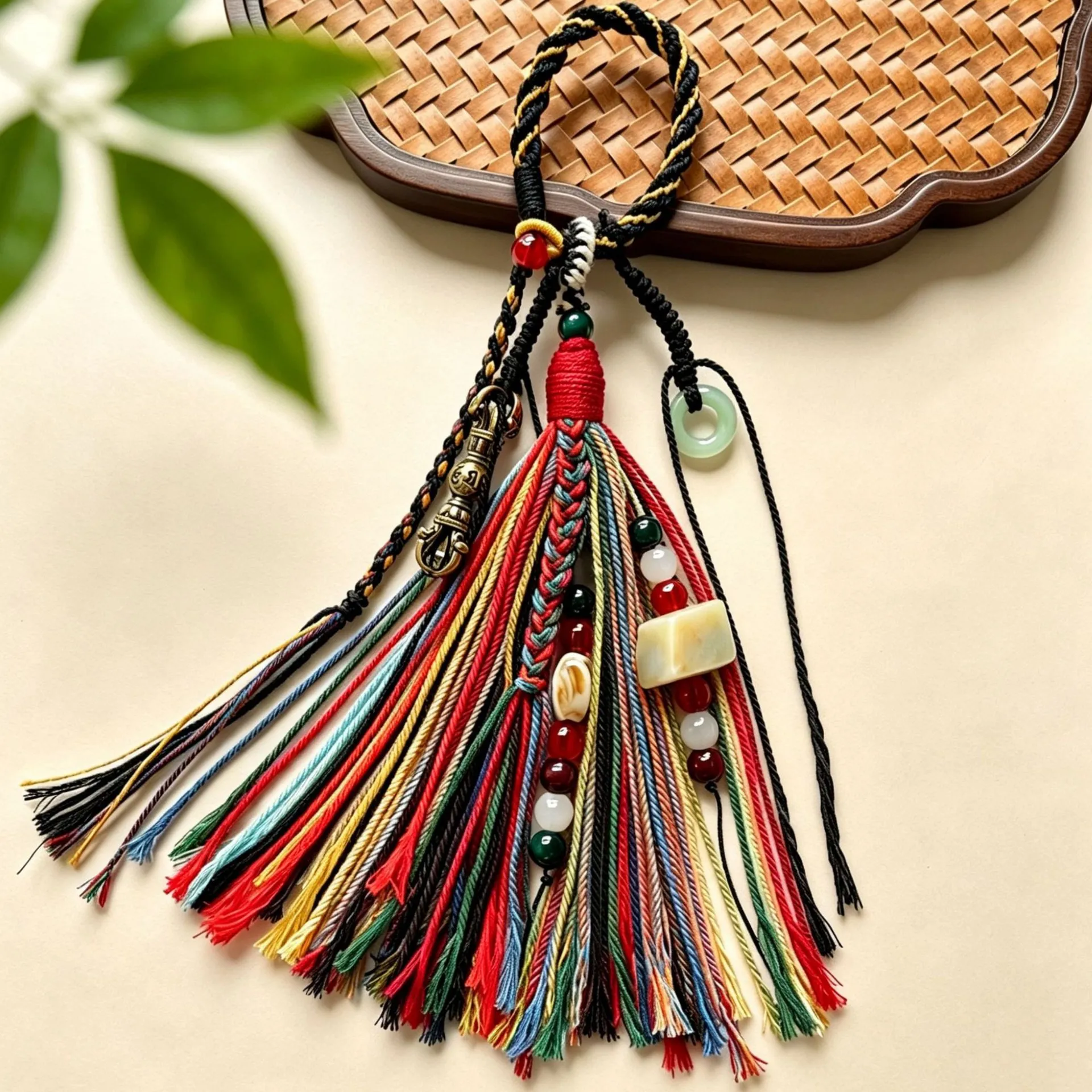 Tibetan-Style Tassel Pendant Vajra Pendant Braided Bracelet Hand String Lanyard Scholarly Object Accessory Diy Craft Component.