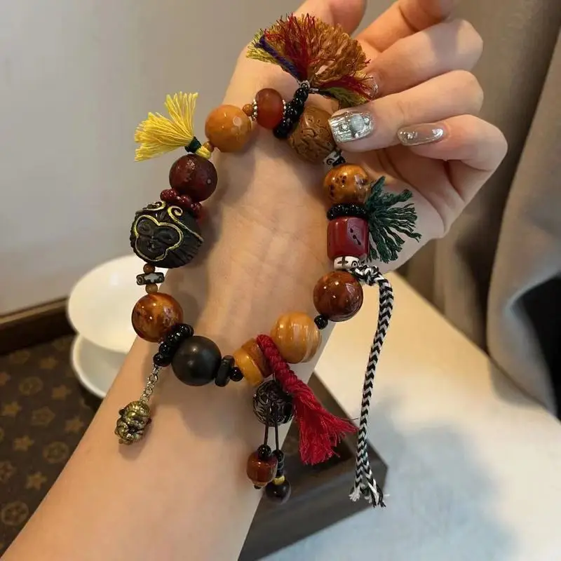 Antler root paired black , combined with purple sandalwood, silver inlay, a piece of old agate and agarwood, formi