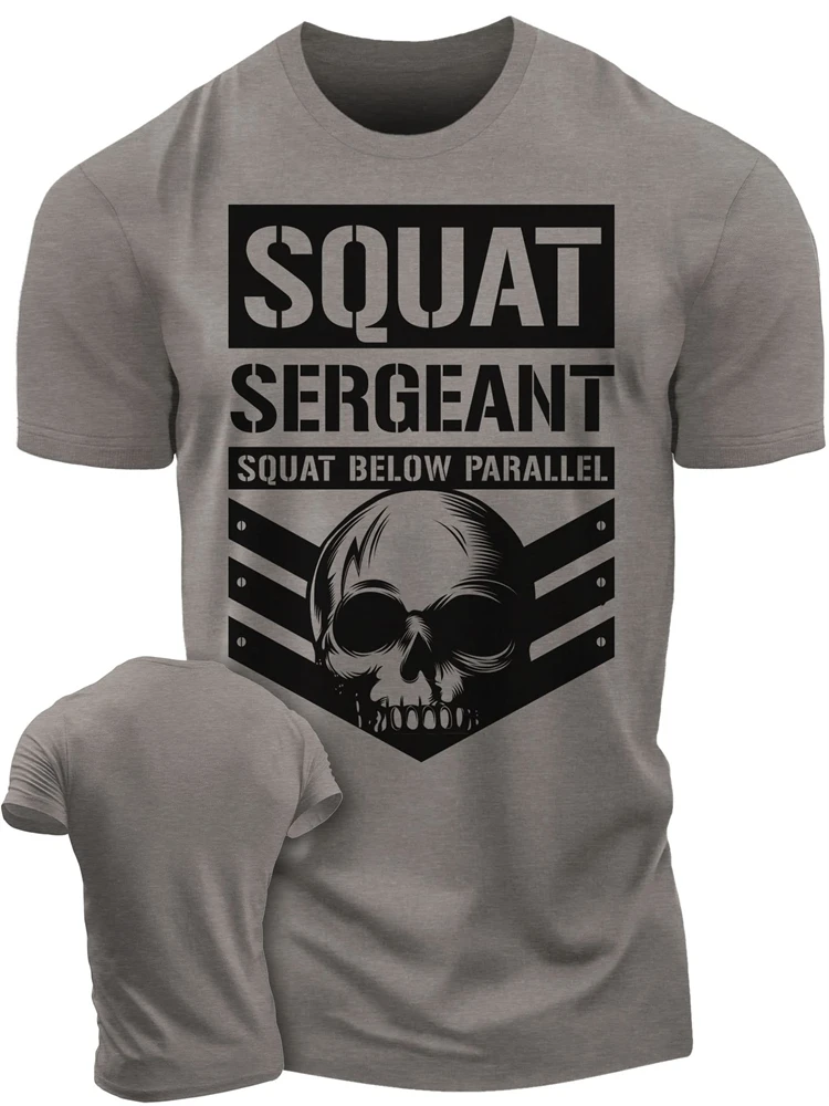 Men\'s T-shirt Street Sports Gym Sergeant Skull Print Outdoor Everyday Trend Short Sleeve T-shirt Men\'s T-shirt Multi-colored